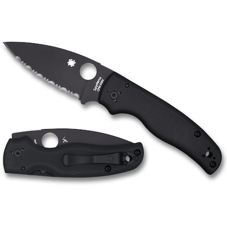 Spyderco 2024 Spyderco Shaman G-10 Black Black Blade Serrated SPY-C229GSBK